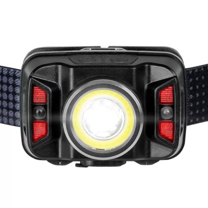 LED Dimbaar oplaadbaar hoofdlamp met sensor en rood licht LED/15W/5V IP66 430 glanzend 1800 mAh