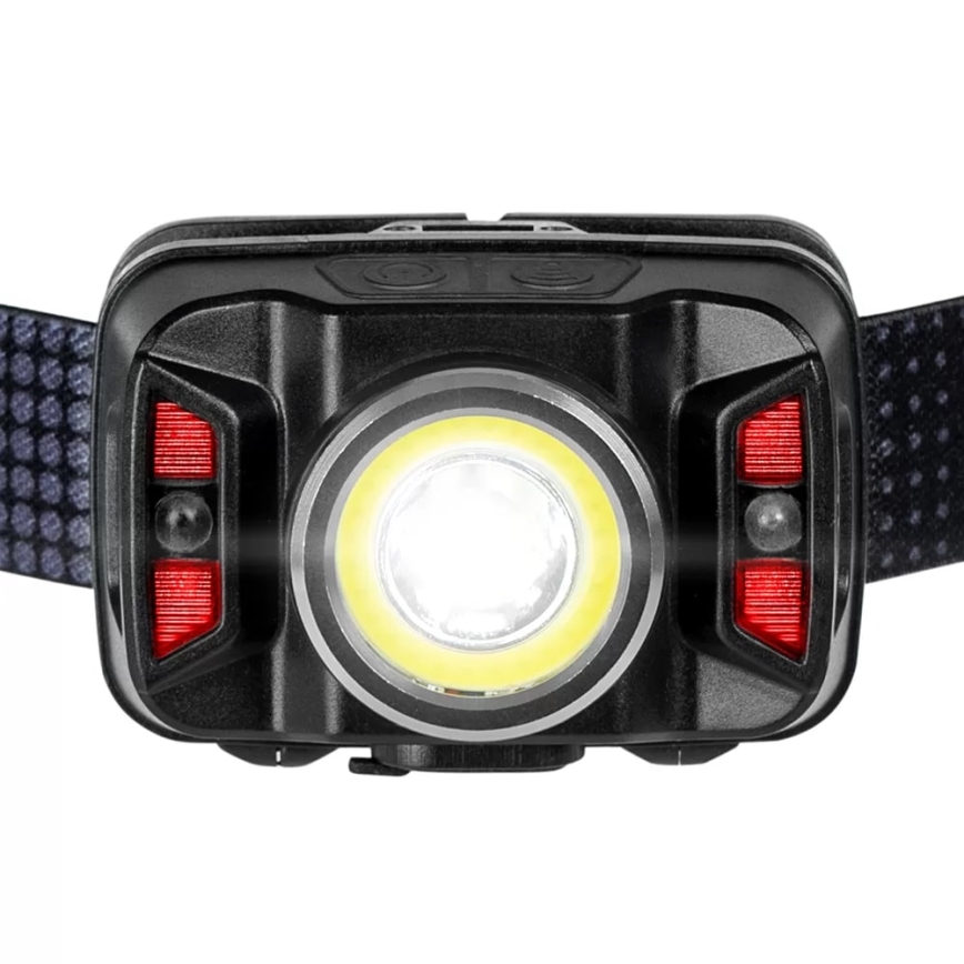 LED Dimbaar oplaadbaar hoofdlamp met sensor en rood licht LED/15W/5V IP66 430 glanzend 1800 mAh