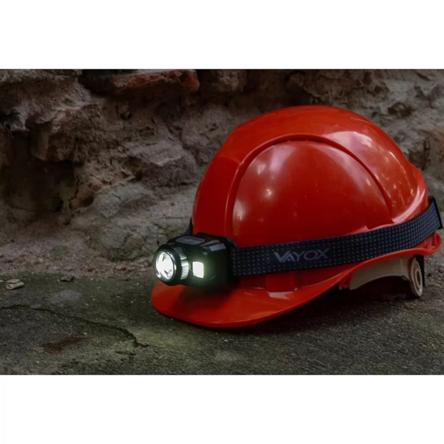 LED Dimbaar oplaadbaar hoofdlamp met sensor en rood licht LED/6W/5V/3xAAA IP44 500 glanzend 1200 mAh