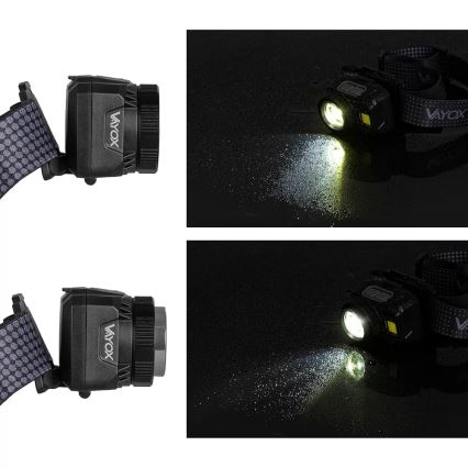 LED Dimbaar oplaadbaar hoofdlamp met sensor en rood licht LED/6W/5V/3xAAA IP44 500 glanzend 1200 mAh