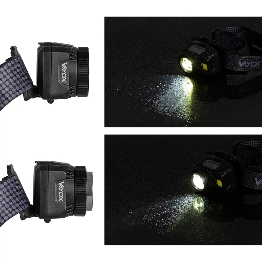 LED Dimbaar oplaadbaar hoofdlamp met sensor en rood licht LED/6W/5V/3xAAA IP44 500 glanzend 1200 mAh