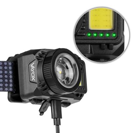 LED Dimbaar oplaadbaar hoofdlamp met sensor en rood licht LED/6W/5V/3xAAA IP44 500 glanzend 1200 mAh
