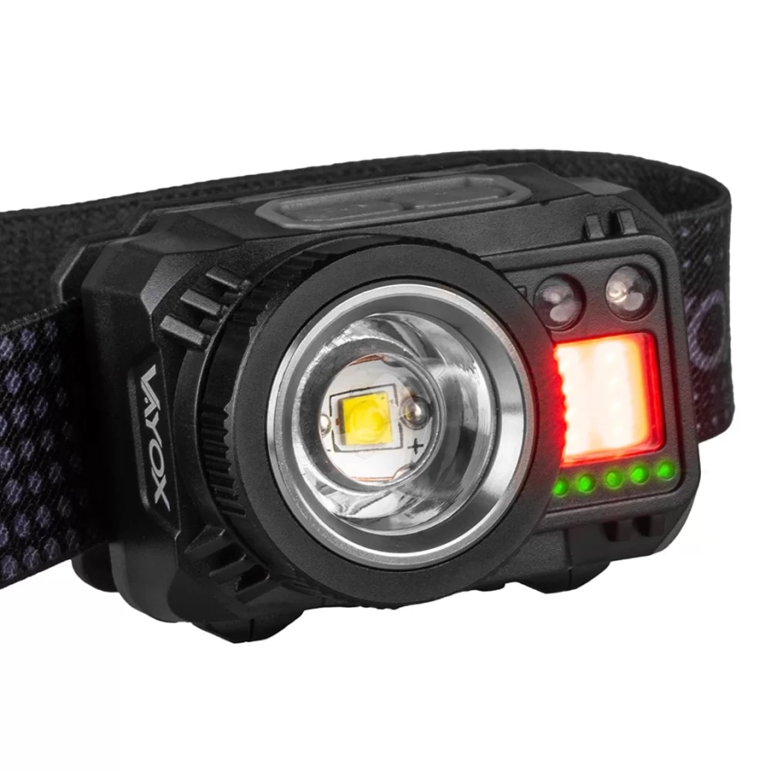 LED Dimbaar oplaadbaar hoofdlamp met sensor en rood licht LED/6W/5V/3xAAA IP44 500 glanzend 1200 mAh