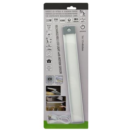 LED Oplaadbare meubelverlichting met een sensor LED/2,5W/5V USB 800 mAh 4200K 32,5 cm