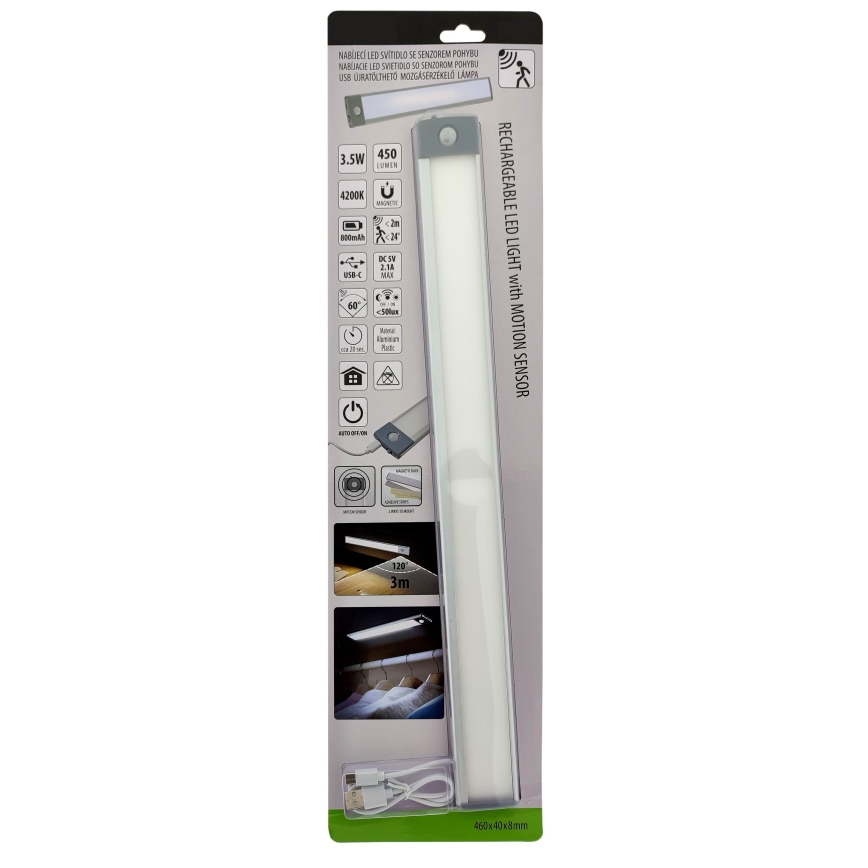LED Oplaadbare meubelverlichting met een sensor LED/3,5W/5V USB 800 mAh 4200K 46 cm