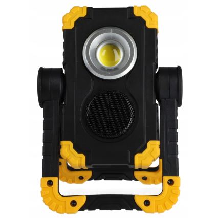 Oplaadbare LED-schijnwerper met luidspreker en powerbankfunctie LED/10W/5V 4400 mAh IP44 zwart/geel