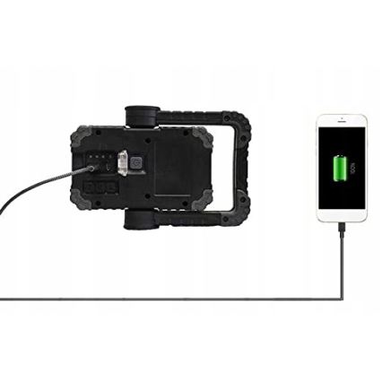 Oplaadbare LED-schijnwerper met luidspreker en powerbankfunctie LED/10W/5V 4400 mAh IP44 zwart/geel
