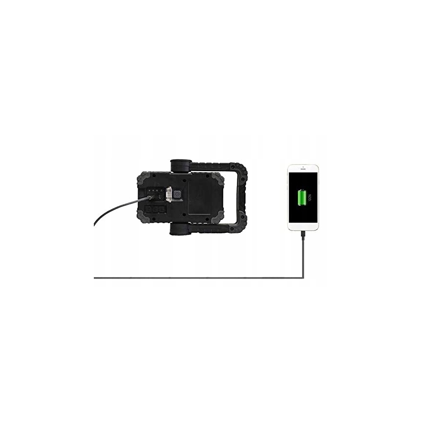 Oplaadbare LED-schijnwerper met luidspreker en powerbankfunctie LED/10W/5V 4400 mAh IP44 zwart/geel