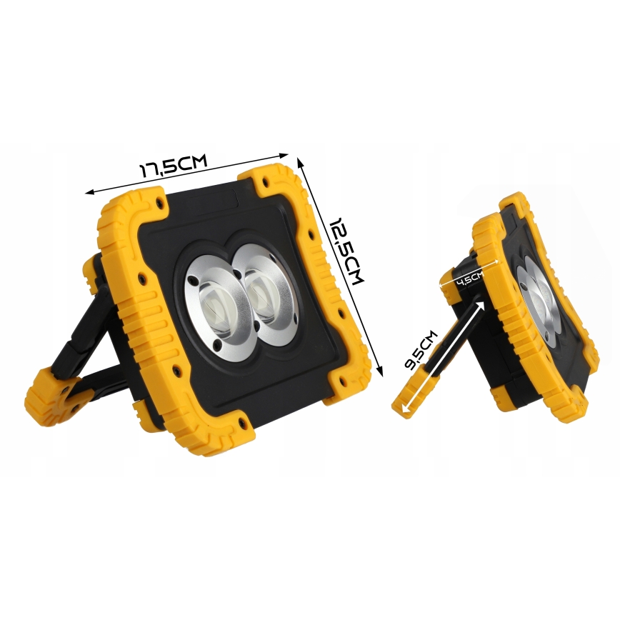 LED-oplaadbare schijnwerper met powerbankfunctie LED/20W/5V 4400 mAh IP44 zwart/geel