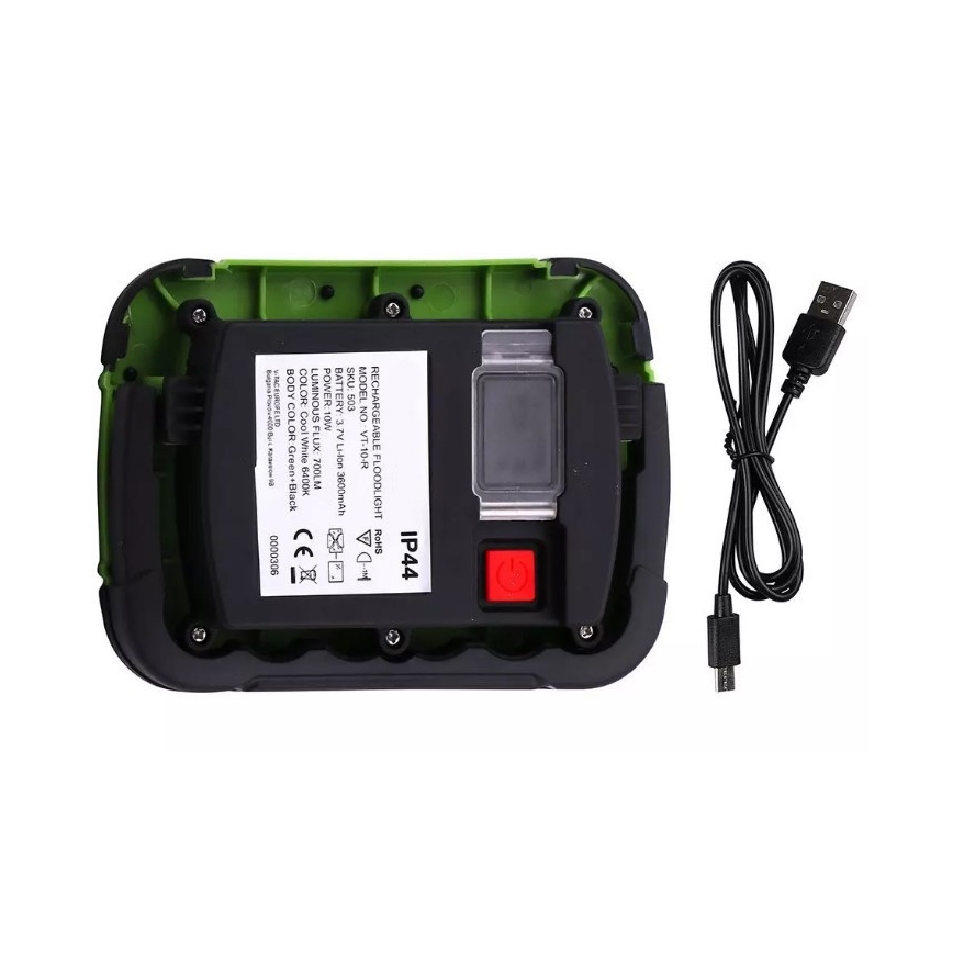 LED oplaadbare schijnwerper SAMSUNG CHIP LED/10W/3,7V IP44 4000K 3600 mAh groen