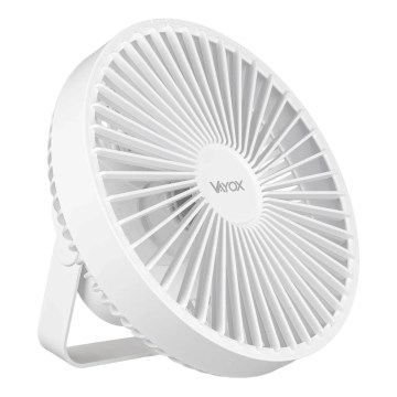 LED Oplaadbare tafelventilator met LED-verlichting LED/2W/5V USB 2400 mAh wit