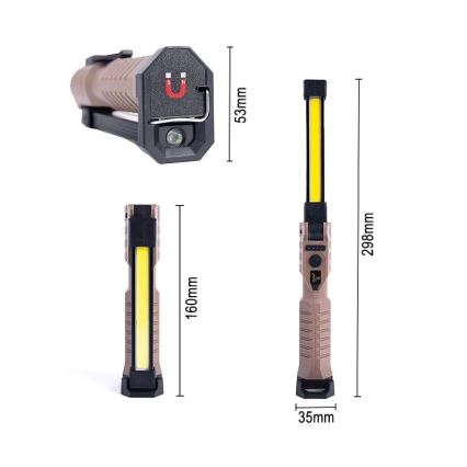 LED Dimbare Oplaadbare Werkzaklamp met Powerbankfunctie LED/4W/5V IPX4 600 lm 2000 mAh