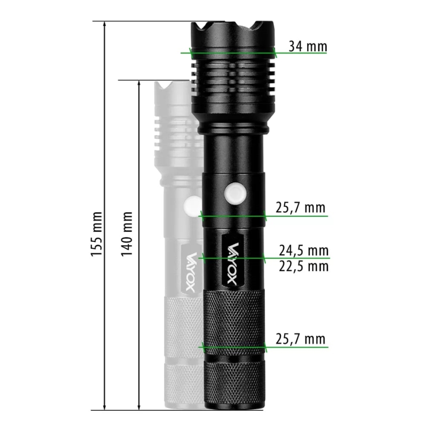 LED Oplaadbare zaklamp LED/10W/5V IPX4 800 glanzend 1200 mAh