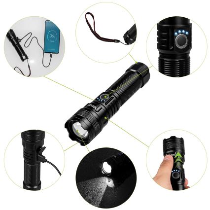 LED Dimbare Oplaadbare Zaklamp met Powerbankfunctie LED/10W/5V IPX4 600 lm 2000 mAh