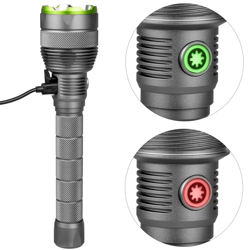LED Dimbare oplaadbare zaklamp met powerbank Functie LED/5V IPX7 10000 glanzend 2600 mAh