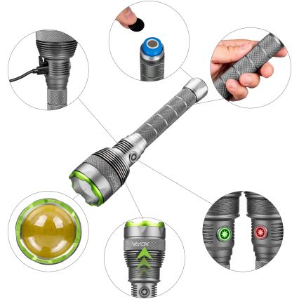LED Dimbare oplaadbare zaklamp met powerbank Functie LED/5V IPX7 10000 glanzend 2600 mAh