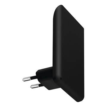 LED oriëntatielamp met schemerschakelaar voor in het stopcontact ORISA LED/0,28W/230V zwart