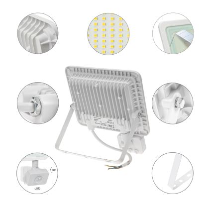 LED Outdoor floodlight with a sensor NOCTIS LUX 2 LED/50W/230V 4000K IP44 white