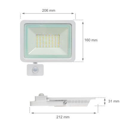 LED Outdoor floodlight with a sensor NOCTIS LUX 2 LED/50W/230V 4000K IP44 white