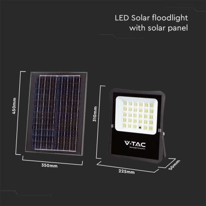 LED Outdoor solar schijnwerper LED/20W/3.2V 6400K IP65 + afstandsbediening