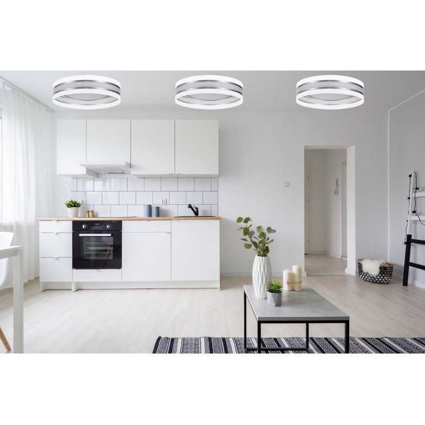 LED Plafond Lamp CORAL 1xLED/24W/230V wit/zilver