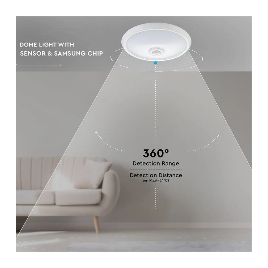 LED Plafond Lamp met Sensor LED/12W/230V 6400K