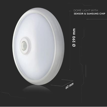 LED Plafond Lamp met Sensor LED/12W/230V 6400K