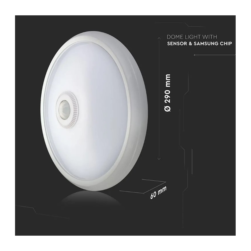 LED Plafond Lamp met Sensor LED/12W/230V 6400K