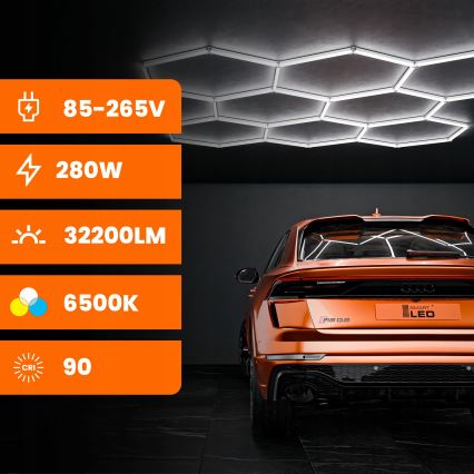 LED-plafondlamp HEXAGON LED/280W/85-265V 6500K 313x298 cm CRI 90 IP54 wit