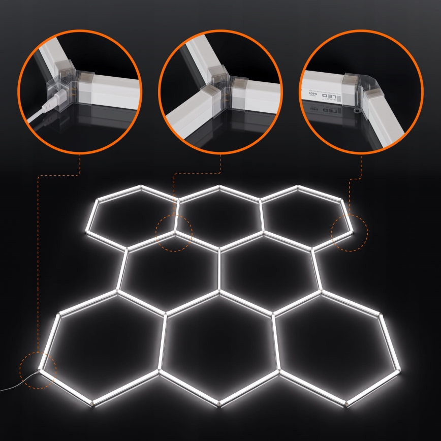 LED-plafondlamp HEXAGON LED/280W/85-265V 6500K 313x298 cm CRI 90 IP54 wit