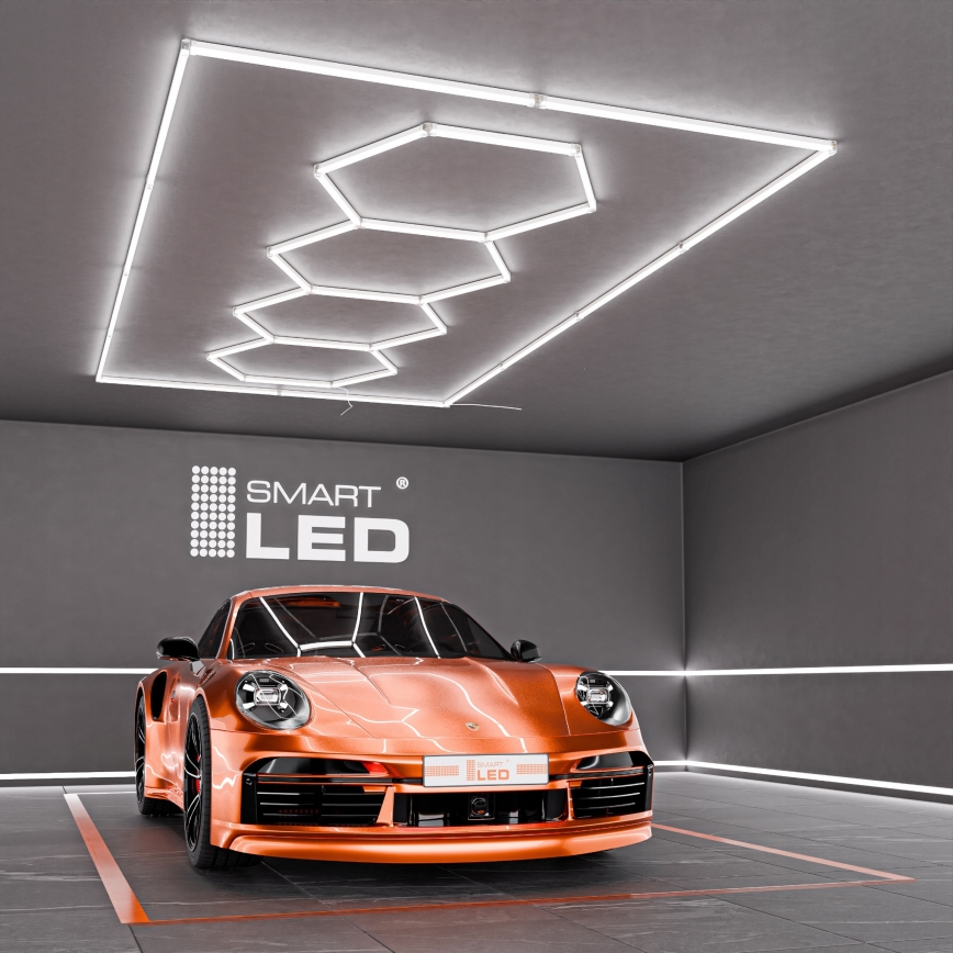 LED plafondlamp HEXAGON LED/384W/85-265V 6500K 484x243 cm CRI 90 IP54 wit