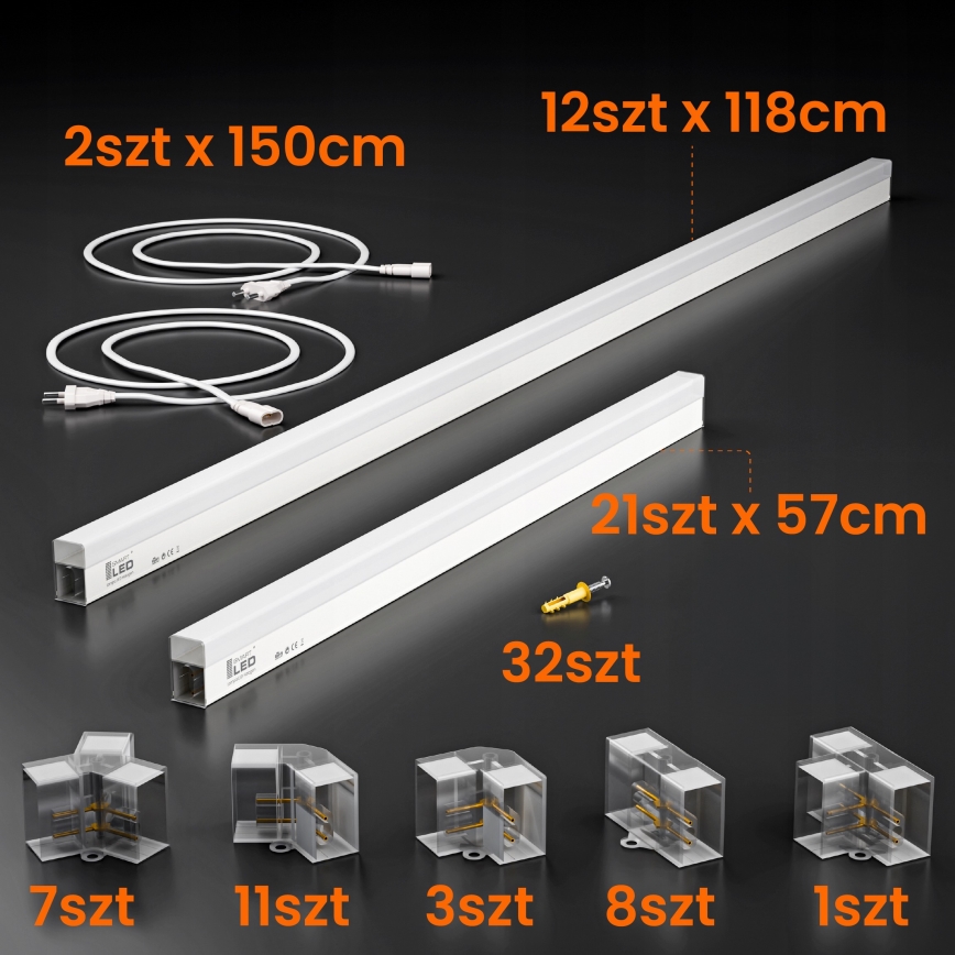LED plafondlamp HEXAGON LED/384W/85-265V 6500K 484x243 cm CRI 90 IP54 wit