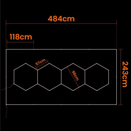 LED plafondlamp HEXAGON LED/384W/85-265V 6500K 484x243 cm CRI 90 IP54 wit
