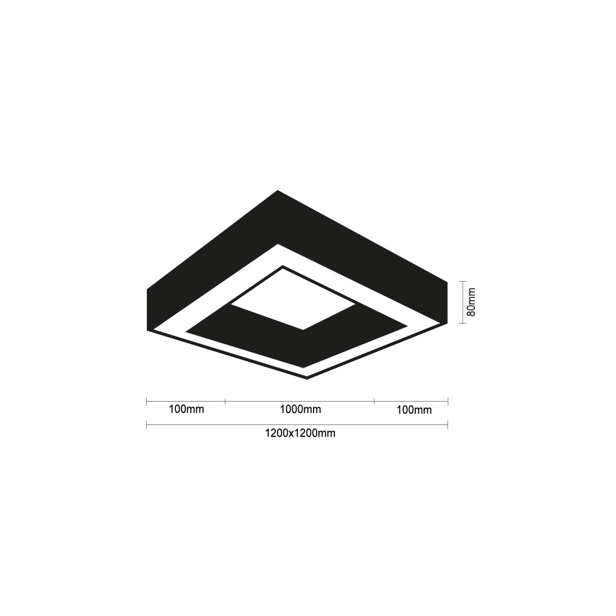 LED-plafondlamp 150W/230V 3000/4000/6500K 120x120 cm zwart