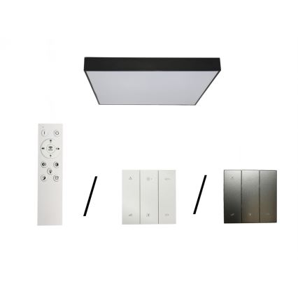LED plafondlamp 215W, 230V, 3000/4000/6500K (instelbare kleurtemperatuur), 80x80 cm, zwart