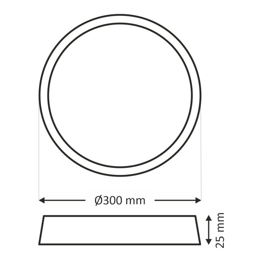 LED-plafondlamp 24W/230V 3000/4000/6500K Ø 30 cm zwart
