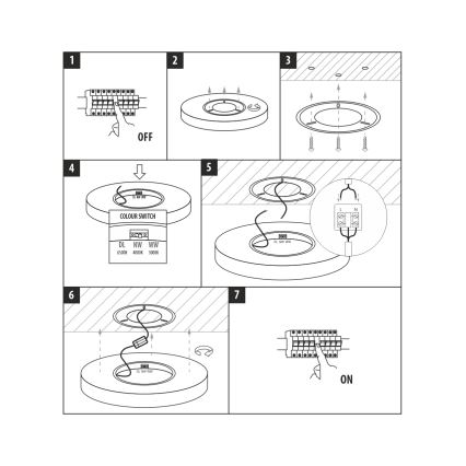 LED-plafondlamp 24W/230V 3000/4000/6500K Ø 30 cm zwart