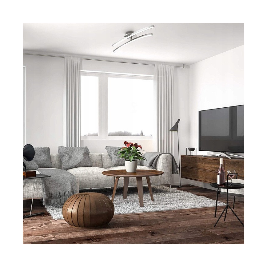 LED plafondlamp 2x 6W LED, 230V, glanzend chroom