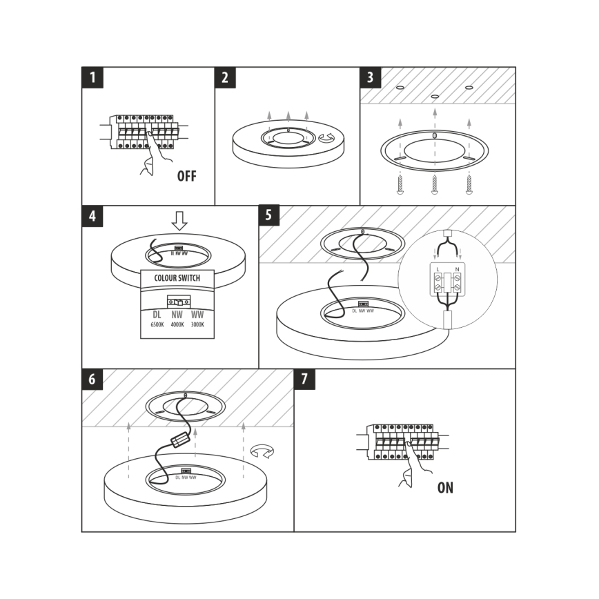 LED plafondlamp 32W/230V, 3000/4000/6500K, Ø 40 cm, zwart