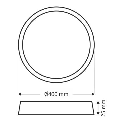 LED-plafondlamp, 32W, 230V, schakelbare kleurtemperatuur 3000/4000/6500K, Ø 40 cm, wit