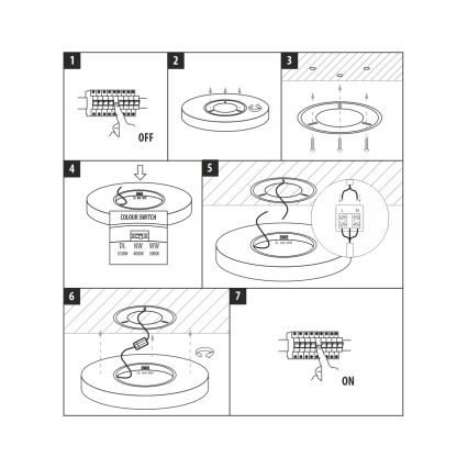 LED-plafondlamp, 32W, 230V, schakelbare kleurtemperatuur 3000/4000/6500K, Ø 40 cm, wit
