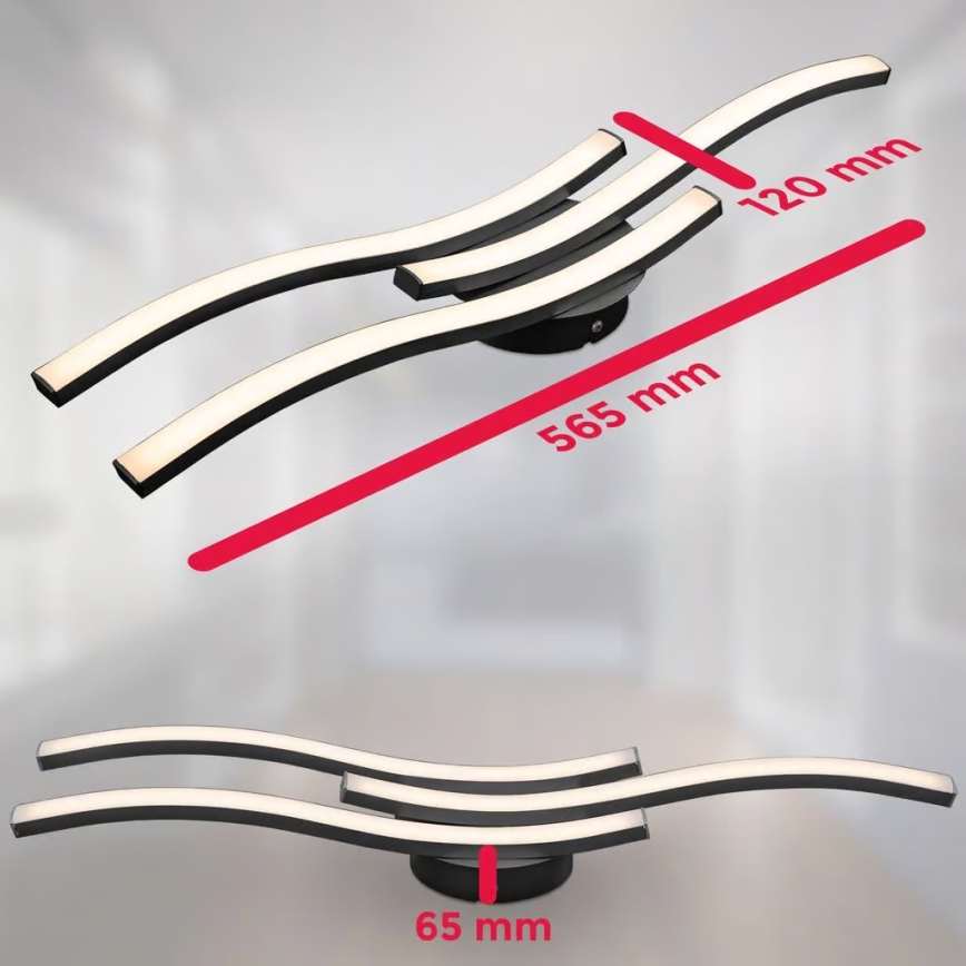 LED-plafondlamp 3xLED/6W/230V 2700K zwart