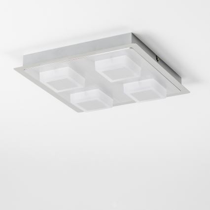 LED plafondlamp 4xLED/5W/230V 3000K 28x28 cm mat chroom