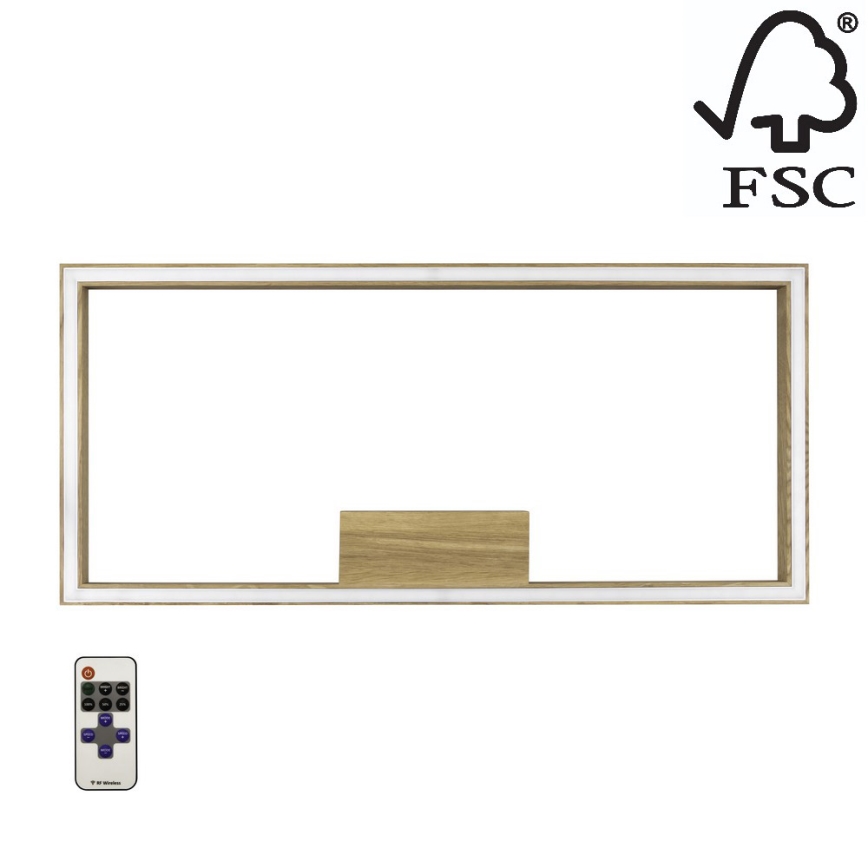 LED Plafondlamp dimbaar RAMME LED/34W/230V + AB mat eiken - FSC-gecertificeerd