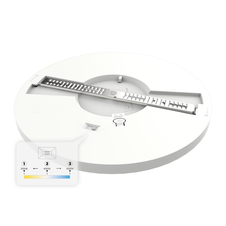 LED-plafondlamp EVORA, 24 W, 230 V, 3000/4000/6000 K, Ø 30 cm, wit