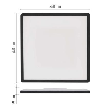 LED Plafondlamp FLORI LED/22W/230V 4000K zwart 42x42 cm