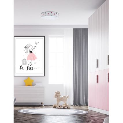 LED Plafondlamp GALAXY KIDS LED/24W/230V sterren wit/roze/grijs