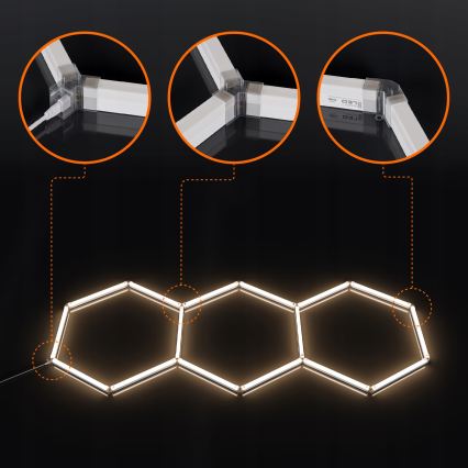 LED plafondlamp HEXAGON LED/128W/85-265V 4000K 248x97 cm CRI 90 IP54 wit