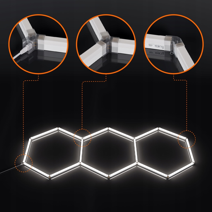 LED Plafondlamp HEXAGON LED/128W/85-265V 6000K 248x97 cm CRI 90 IP54 wit