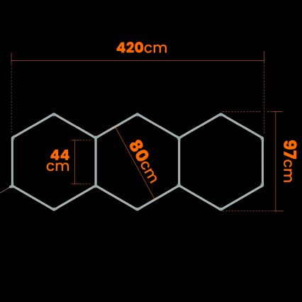LED Plafondlamp HEXAGON LED/128W/85-265V 6000K 248x97 cm CRI 90 IP54 wit